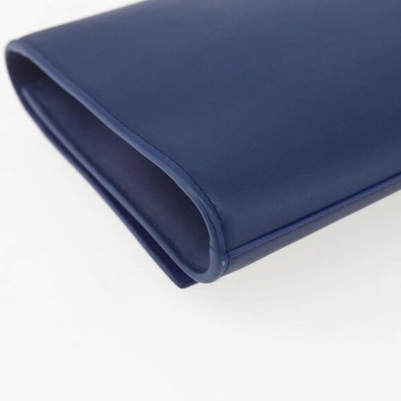 Authentic SAINT LAURENT Y Line Leather Blue Gold Clutch Bag bst576-121825 - Picture 7 of 16